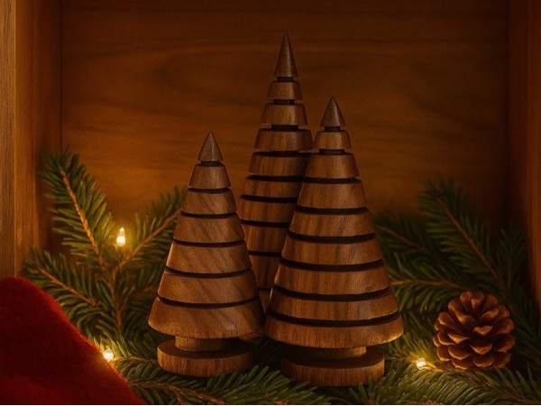 Set of 3 Black Walnut Christmas Trees