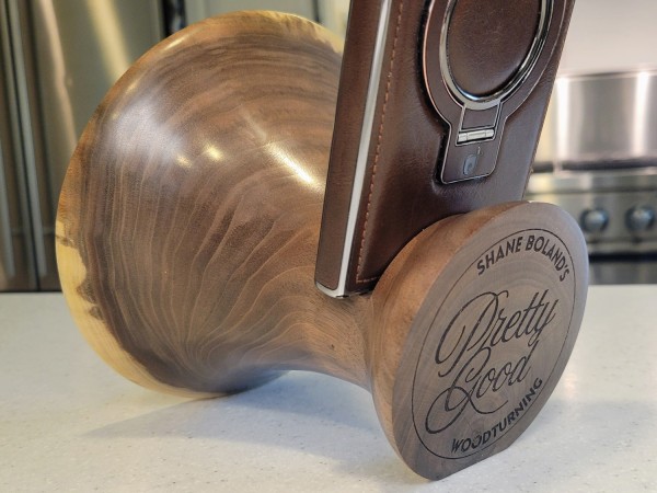 MEGA Phone Amplifier Stand (Horn version) - Estimated shipping 4-6 weeks - Black Walnut by Pretty Good Woodturner Hand Crafted Passive Amplification Phone Speaker Stand - Hand Made in USA MEGA Phone Amplifier Stand (Horn version) - Estimated shipping 4-6 weeks - Black Walnut by Pretty Good Woodturner Hand Crafted Passive Amplification Phone Speaker Stand - Hand Made in USA