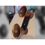 Phone Amplifier Stand Bundle for Stereo Sound - (MEGA + Regular size) - Horn version - Estimated shipping 8-12 weeks - Black Walnut by Pretty Good Woodturner Hand Crafted Passive Amplification Phone Speaker Stand - Hand Made in USA