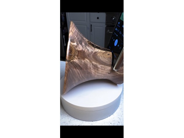 Meet "The Outlaw" - Black Walnut Phone Speaker Stand - Ships in 1-2 days