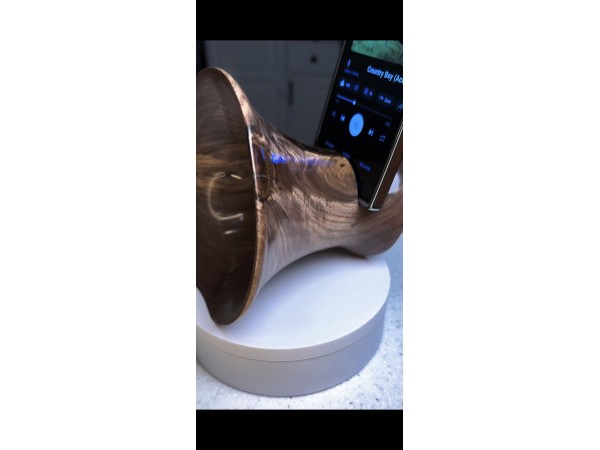 Meet "The Outlaw" - Black Walnut Phone Speaker Stand - Ships in 1-2 days