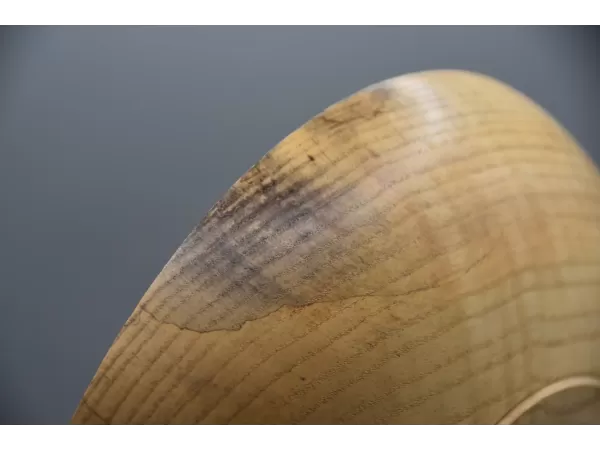 10" Low-Profile Spalted Ash Bowl with Natural Bore Holes
