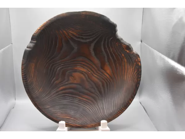 11" Shou Sugi Ban Ash Bowl with Stabilized Rim Decay