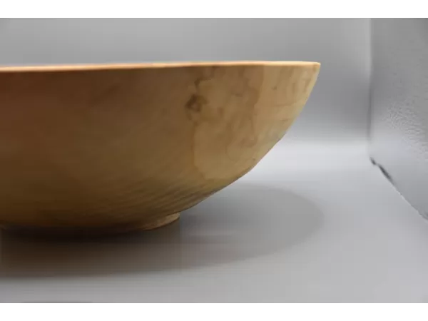 Light colored and spalted ash bowl with angled rim Light colored and spalted ash bowl with angled rim
