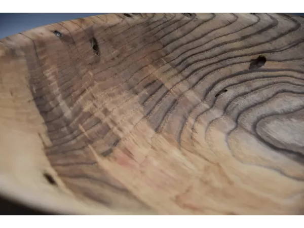 Hand-Turned Spalted Ash Bowl with Natural Bore Detail Hand-Turned Spalted Ash Bowl with Natural Bore Detail