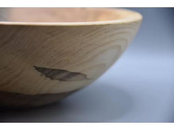 Hand-Turned Spalted Ash Bowl with Natural Bore Detail Hand-Turned Spalted Ash Bowl with Natural Bore Detail