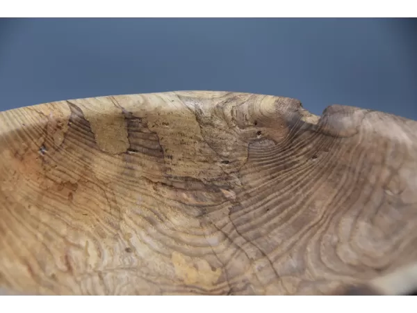 Artisan Spalted Ash Salad Bowl – 12" x 4" – Raw Natural Decay Detail