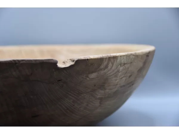 Artisan Spalted Ash Salad Bowl – 12" x 4" – Raw Natural Decay Detail