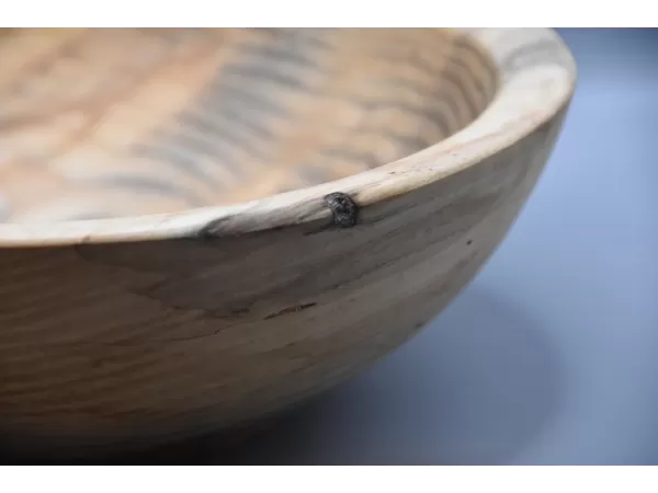 Hand-Turned Tri-Color Spalted Ash Wooden Bowl
