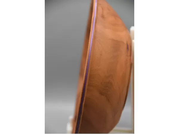 Handcrafted Cherry Wood Bowl with Purple Inlay & Natural Knot