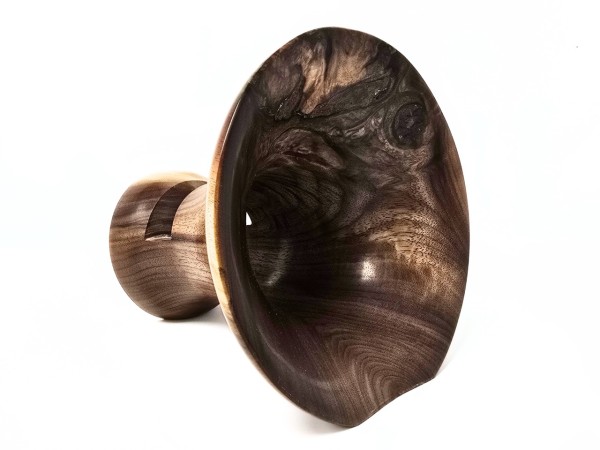 "Bach" Mega Sized Partial Burl Black Walnut Phone Amplifier Stand - Ships in 1-2 days