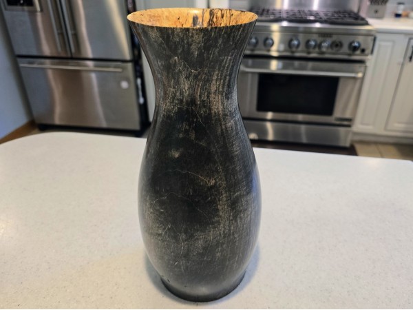 Ebonized Mystery Wood Vase signed by Artist - Handmade by Illinois Woodturner Shane Boland - 13" tall x 6" diameter - Tall Modern Vase Ebonized Mystery Wood Vase signed by Artist - Handmade by Illinois Woodturner Shane Boland - 13" tall x 6" diameter - Tall Modern Vase
