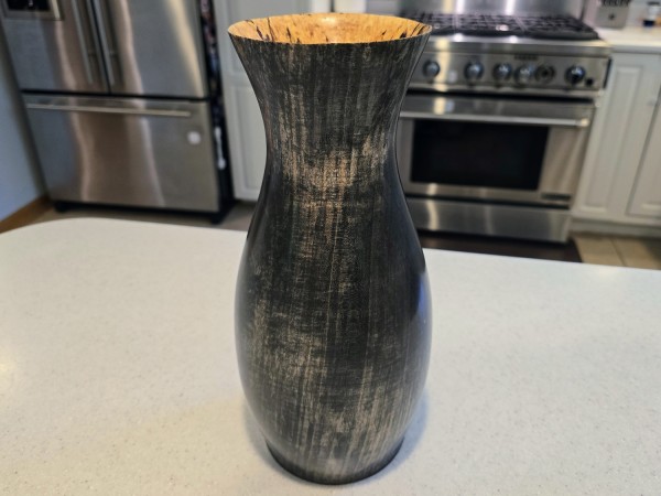 Ebonized Mystery Wood Vase signed by Artist - Handmade by Illinois Woodturner Shane Boland - 13" tall x 6" diameter - Tall Modern Vase Ebonized Mystery Wood Vase signed by Artist - Handmade by Illinois Woodturner Shane Boland - 13" tall x 6" diameter - Tall Modern Vase