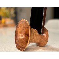 Mini Baby (Travel) Phone Amplifier Stand (Horn version) - Estimated shipping 8-12 weeks - Black Walnut by Pretty Good Woodturner Hand Crafted Passive Speaker Phone Amplifier Stand - Hand Made in USA