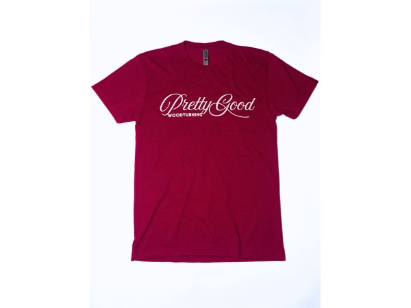 Pretty Good Woodturning Horizontal Logo T-Shirt - Red - Multiple Sizes Available