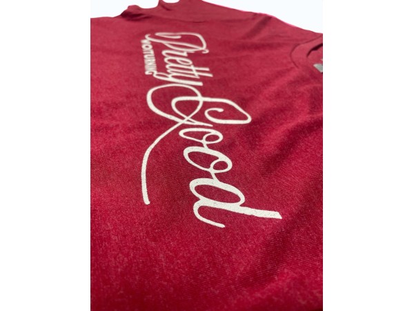 Pretty Good Woodturning Horizontal Logo T-Shirt - Red - Multiple Sizes Available
