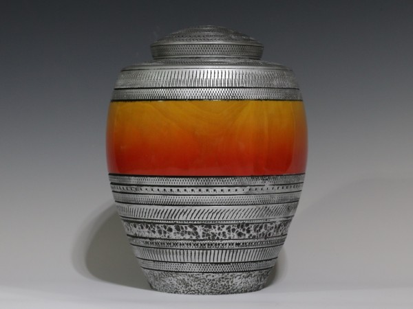 Life’s Sunset Urn - Bradford Pear with Black Cherry threaded insert