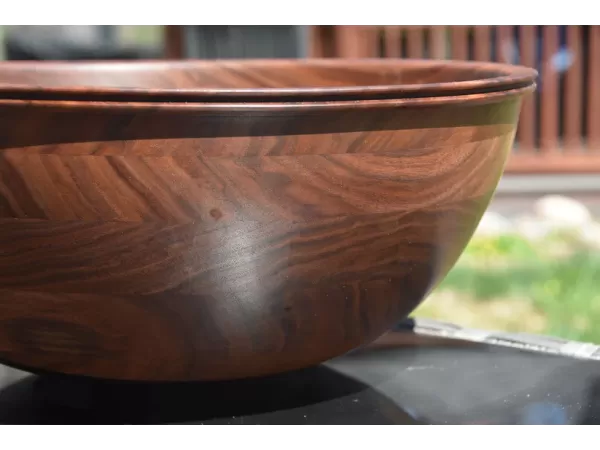 Grand Horizon – 17" Handcrafted Layered Walnut Bowl - Made in the USA by a 3rd Generation Woodturner