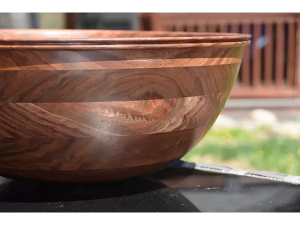Grand Horizon – 17" Handcrafted Layered Walnut Bowl - Made in the USA by a 3rd Generation Woodturner