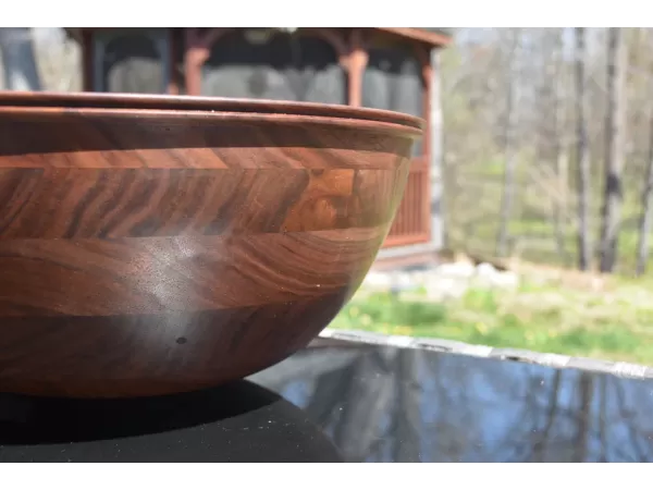Grand Horizon – 17" Handcrafted Layered Walnut Bowl - Made in the USA by a 3rd Generation Woodturner
