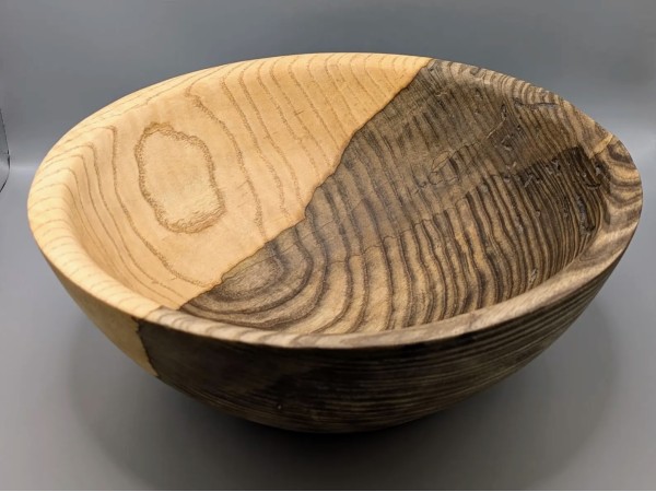 Two Tone Spalted Handmade Food Safe Ash Bowl with Natural Details