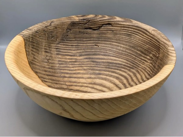 Two Tone Spalted Handmade Food Safe Ash Bowl with Natural Details Two Tone Spalted Handmade Food Safe Ash Bowl with Natural Details