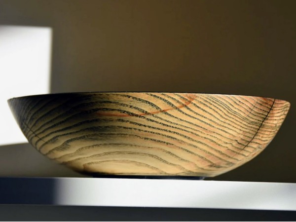 Handmade Spalted Ash Decor Bowl With Black Grain Detail Handmade Spalted Ash Decor Bowl With Black Grain Detail
