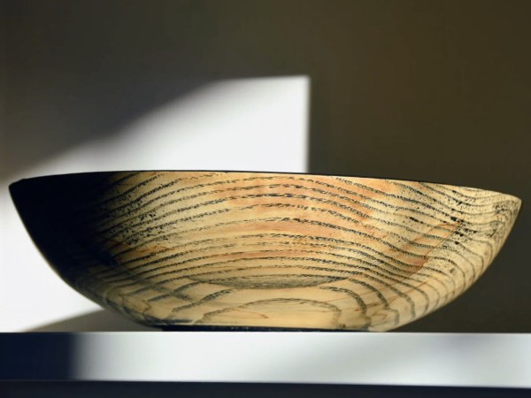 Handmade Spalted Ash Decor Bowl With Black Grain Detail