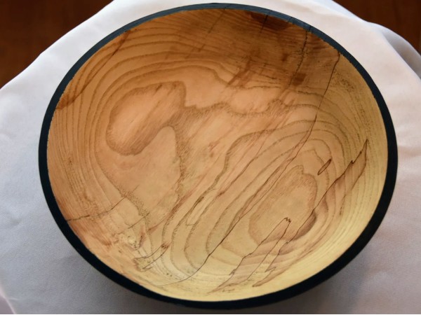 Handmade Spalted Ash Decor Bowl With Black Grain Detail