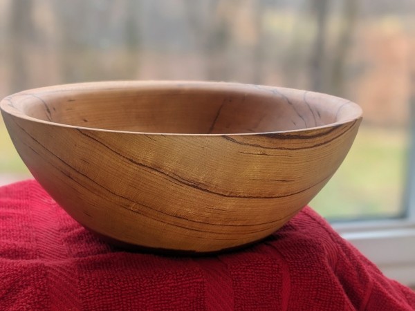 Solid cherry hand made food safe snack bowl with unique grain detail