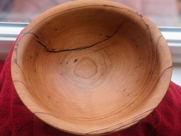 Solid cherry hand made food safe snack bowl with unique grain detail