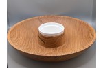 Solid red oak chip and dip set with removable ramekin Solid red oak chip and dip set with removable ramekin