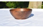 Handmade Walnut Snack Bowl With Teal Inlay Rim Handmade Walnut Snack Bowl With Teal Inlay Rim