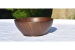 Handmade Walnut Snack Bowl With Teal Inlay Rim Handmade Walnut Snack Bowl With Teal Inlay Rim