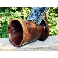 Phone Amplifier Stand (Cone Version) - Estimated shipping 8-12 weeks - Black Walnut by Pretty Good Woodturner Hand Crafted Passive Speaker Phone Amplifier Stand - Hand Made in USA
